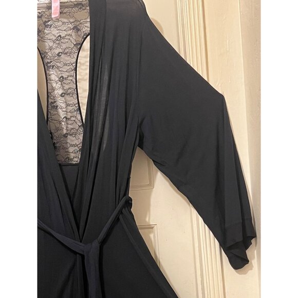 Savage X Fenty S/M Robe Exclusive CLF Racerback Long Sleeve Robe Caviar Black - Picture 14 of 16